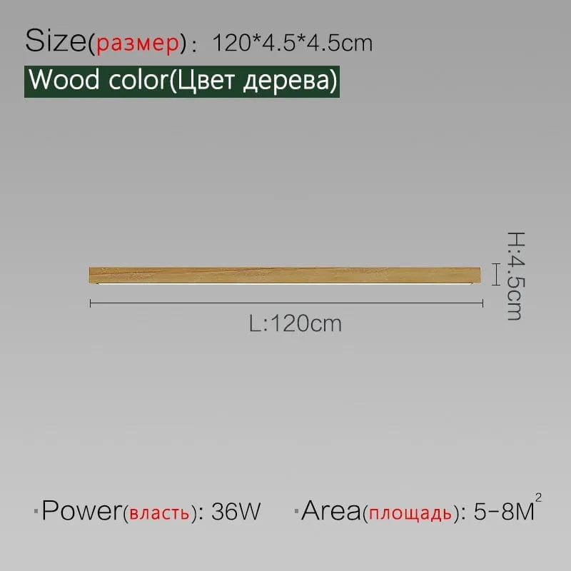 Plafonnier mural LED pour allée et couloir | Marco Lucetti Couleur bois 120 cm / Blanc chaud Pas de télécommande