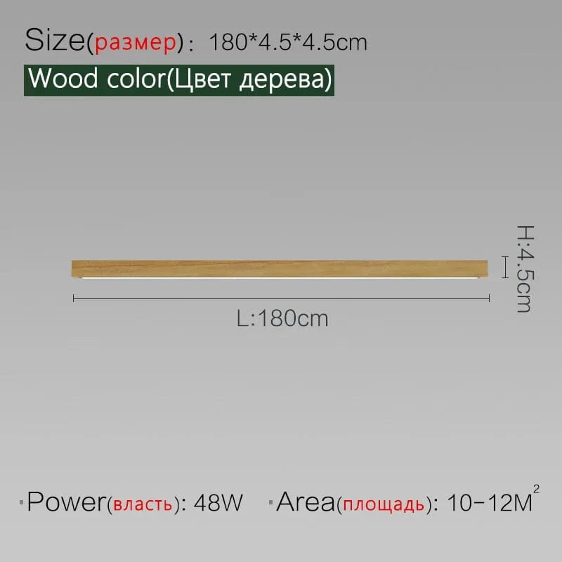 Plafonnier mural LED pour allée et couloir | Marco Lucetti Couleur bois 180 cm / Blanc chaud Pas de télécommande