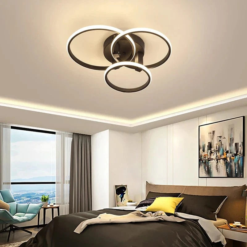 Plafonnier NEO Gleam : Plafond Moderne à LEDs Lumineux avec RC Dimmable – Cercle Anneaux Designer pour Salon et Chambre | Marco Lucetti