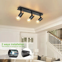 Plafonnier Noir Bois Rotatif Spot Luminaire Plafond  | Marco Lucetti