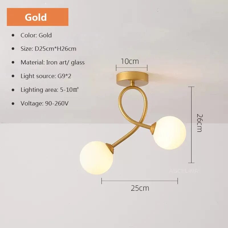 Plafonnier Noir Élégant en Verre Moderne | Marco Lucetti LCL108 B Or / Blanc froid