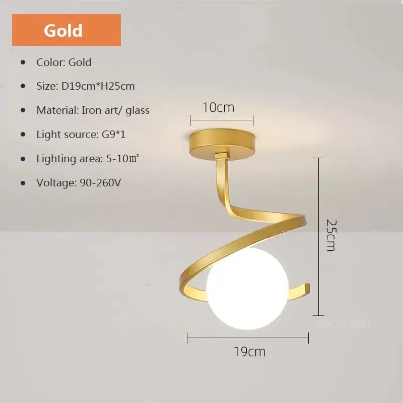 Plafonnier Noir Élégant en Verre Moderne | Marco Lucetti LCL108 C Or / Blanc froid