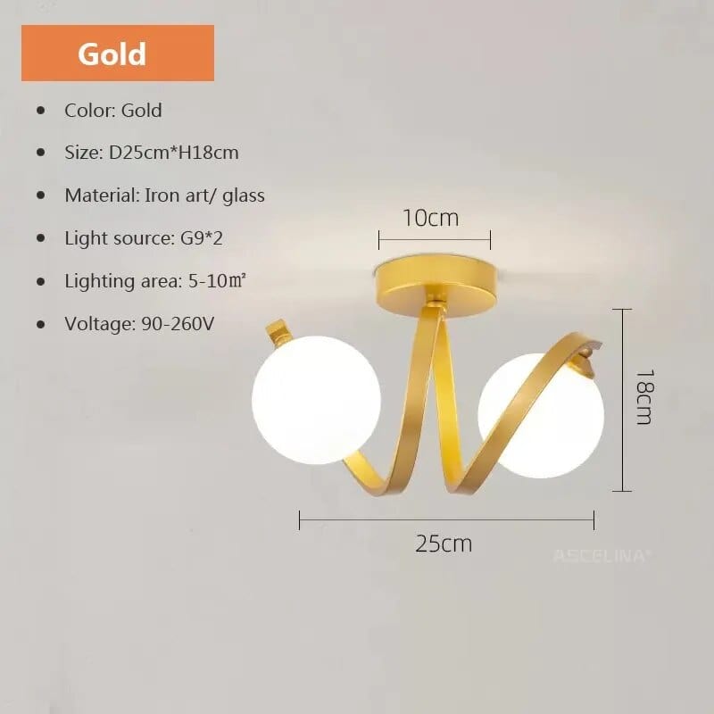 Plafonnier Noir Élégant en Verre Moderne | Marco Lucetti LCL108 D Or / Blanc froid