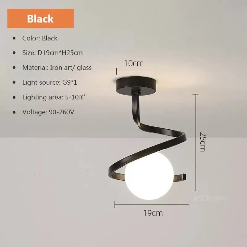 Plafonnier Noir Élégant en Verre Moderne | Marco Lucetti LCL108C Noir / Blanc froid