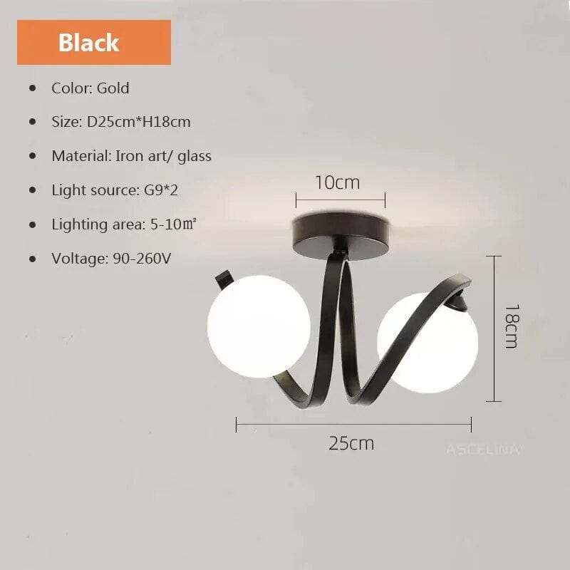 Plafonnier Noir Élégant en Verre Moderne | Marco Lucetti LCL108D Noir / Blanc froid