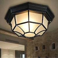 Plafonnier Noir Hexagonale à Grilles pour l'Extérieur | Marco Lucetti