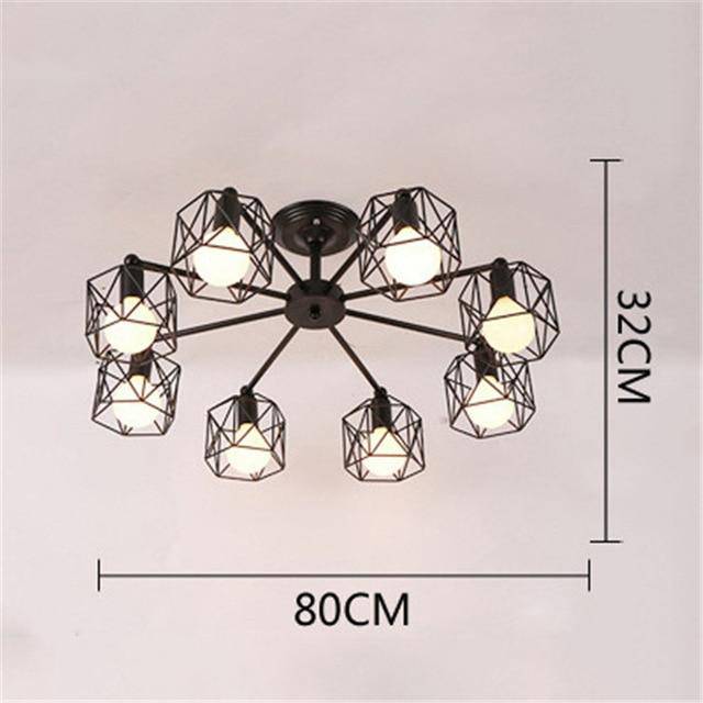 Plafonnier Noir Vintage avec Lampes en Cage | Marco Lucetti