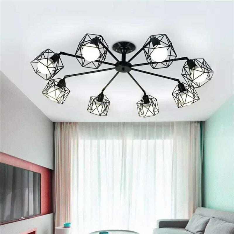 Plafonnier Noir Vintage avec Lampes en Cage | Marco Lucetti