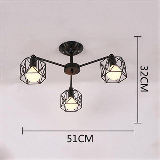 Plafonnier Noir Vintage avec Lampes en Cage | Marco Lucetti 3 lampes