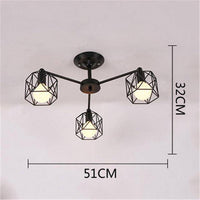 Plafonnier Noir Vintage avec Lampes en Cage | Marco Lucetti 3 lampes