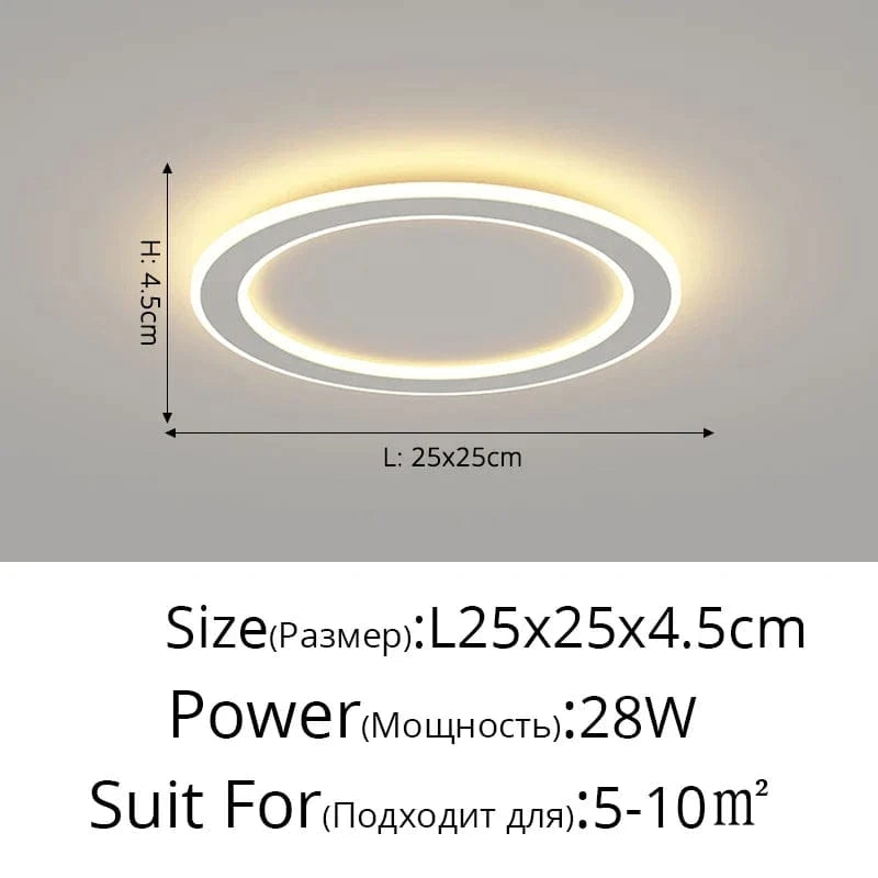 Plafonnier nordique à LED pour allée ronde - Dia 25cm - Design créatif - Idéal pour la cuisine et l'intérieur de la maison | Marco Lucetti Blanc style B / Blanc chaud