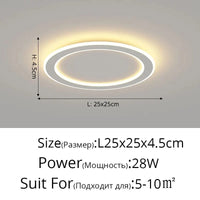 Plafonnier nordique à LED pour allée ronde - Dia 25cm - Design créatif - Idéal pour la cuisine et l'intérieur de la maison | Marco Lucetti Blanc style B / Blanc chaud