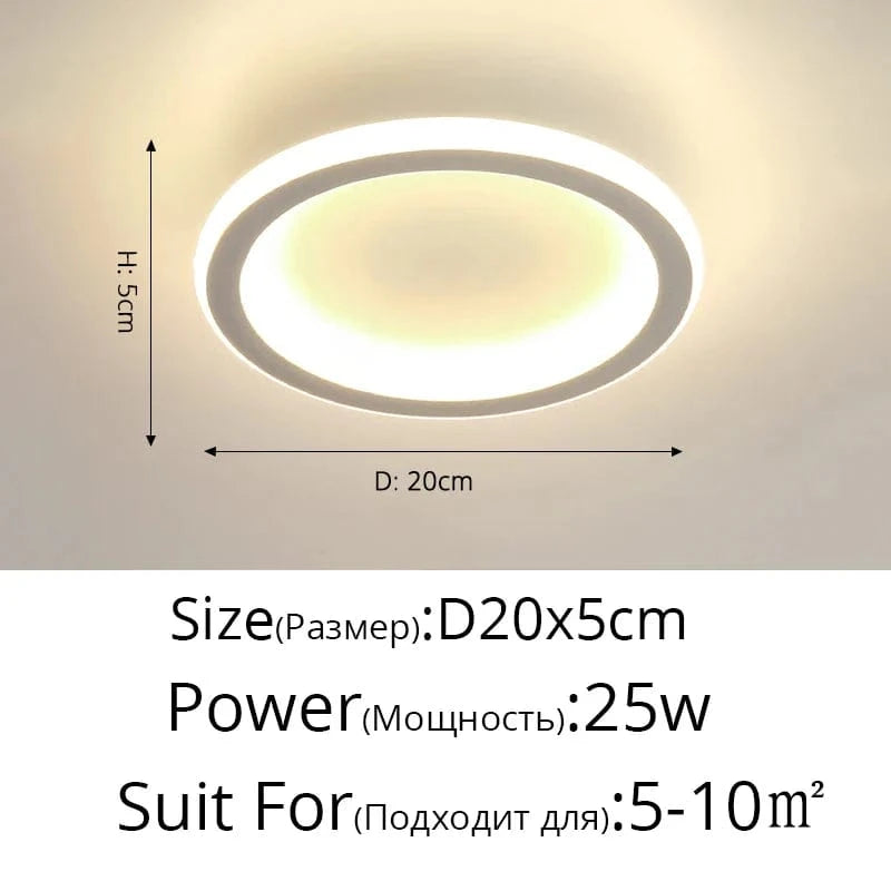 Plafonnier nordique à LED pour allée ronde - Dia 25cm - Design créatif - Idéal pour la cuisine et l'intérieur de la maison | Marco Lucetti Rond Blanc / Blanc chaud