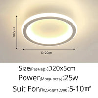 Plafonnier nordique à LED pour allée ronde - Dia 25cm - Design créatif - Idéal pour la cuisine et l'intérieur de la maison | Marco Lucetti Rond Blanc / Blanc chaud