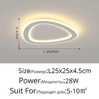 Plafonnier nordique à LED pour allée ronde - Dia 25cm - Design créatif - Idéal pour la cuisine et l'intérieur de la maison | Marco Lucetti Style blanc C / Blanc chaud