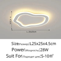 Plafonnier nordique à LED pour allée ronde - Dia 25cm - Design créatif - Idéal pour la cuisine et l'intérieur de la maison | Marco Lucetti Style blanc E / Blanc chaud