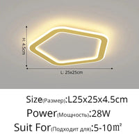 Plafonnier nordique à LED pour allée ronde - Dia 25cm - Design créatif - Idéal pour la cuisine et l'intérieur de la maison | Marco Lucetti Style doré A / Blanc chaud