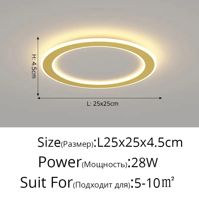 Plafonnier nordique à LED pour allée ronde - Dia 25cm - Design créatif - Idéal pour la cuisine et l'intérieur de la maison | Marco Lucetti Style doré B / Blanc chaud