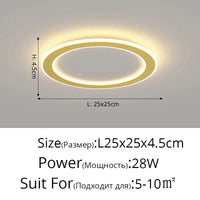 Plafonnier nordique à LED pour allée ronde - Dia 25cm - Design créatif - Idéal pour la cuisine et l'intérieur de la maison | Marco Lucetti Style doré B / Blanc chaud