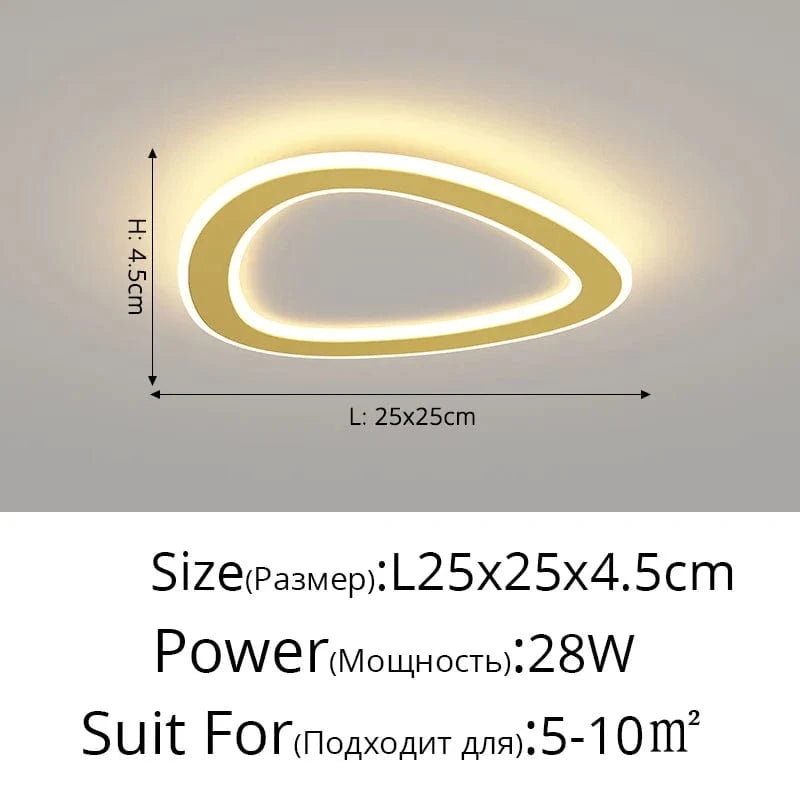 Plafonnier nordique à LED pour allée ronde - Dia 25cm - Design créatif - Idéal pour la cuisine et l'intérieur de la maison | Marco Lucetti Style doré C / Blanc chaud