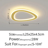 Plafonnier nordique à LED pour allée ronde - Dia 25cm - Design créatif - Idéal pour la cuisine et l'intérieur de la maison | Marco Lucetti Style doré C / Blanc chaud