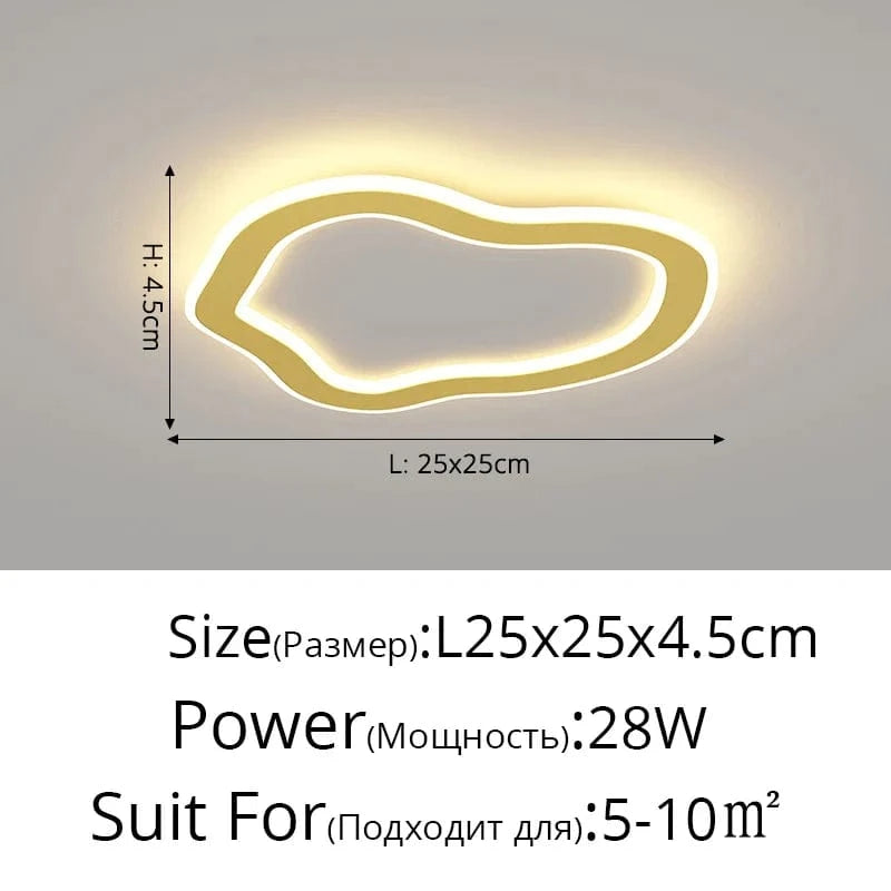 Plafonnier nordique à LED pour allée ronde - Dia 25cm - Design créatif - Idéal pour la cuisine et l'intérieur de la maison | Marco Lucetti Style doré E / Blanc chaud