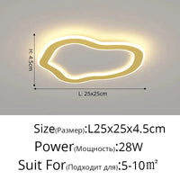 Plafonnier nordique à LED pour allée ronde - Dia 25cm - Design créatif - Idéal pour la cuisine et l'intérieur de la maison | Marco Lucetti Style doré E / Blanc chaud