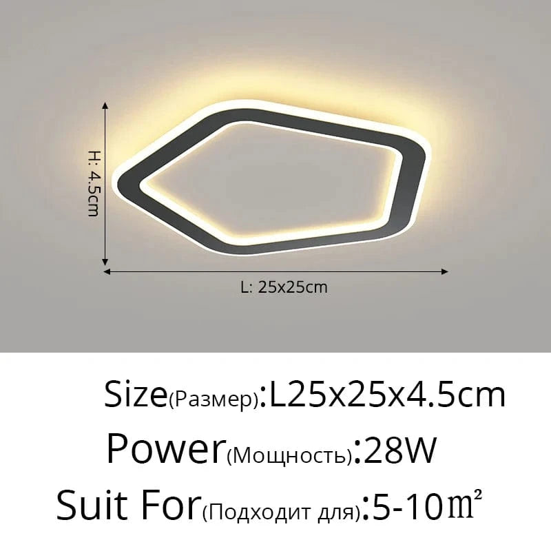 Plafonnier nordique à LED pour allée ronde - Dia 25cm - Design créatif - Idéal pour la cuisine et l'intérieur de la maison | Marco Lucetti Style noir A / Blanc chaud