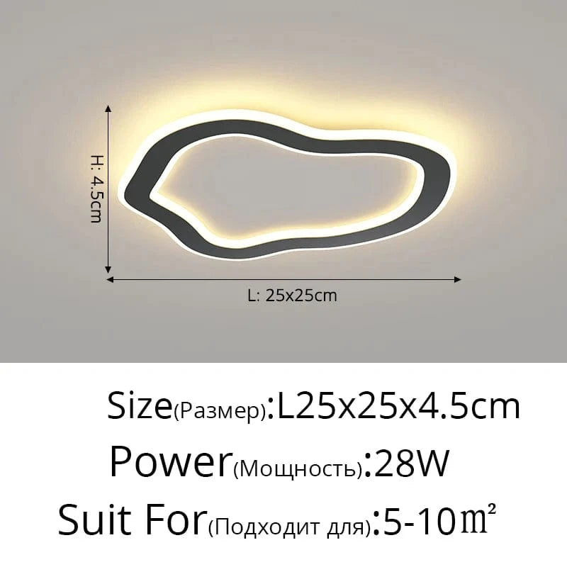 Plafonnier nordique à LED pour allée ronde - Dia 25cm - Design créatif - Idéal pour la cuisine et l'intérieur de la maison | Marco Lucetti Style noir E / Blanc chaud