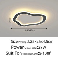 Plafonnier nordique à LED pour allée ronde - Dia 25cm - Design créatif - Idéal pour la cuisine et l'intérieur de la maison | Marco Lucetti Style noir E / Blanc chaud