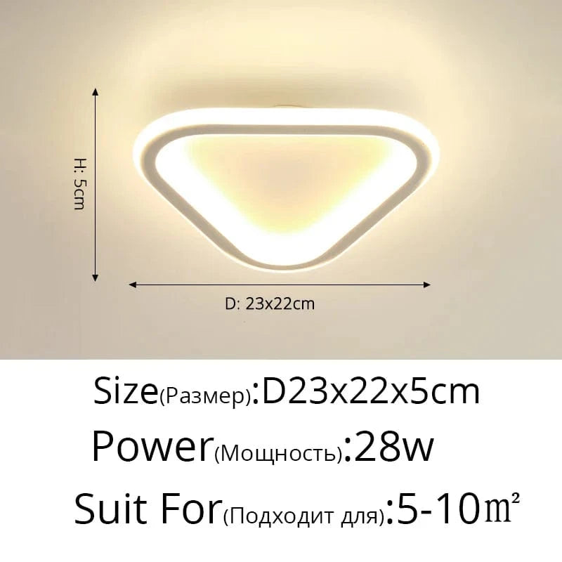 Plafonnier nordique à LED pour allée ronde - Dia 25cm - Design créatif - Idéal pour la cuisine et l'intérieur de la maison | Marco Lucetti Triangle blanc / Blanc chaud