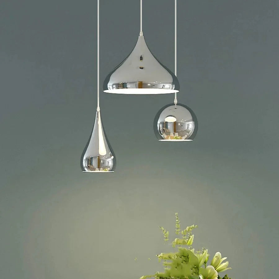 Plafonnier nordique argenté Globe boule miroir, lampe suspendue en fer  | Marco Lucetti