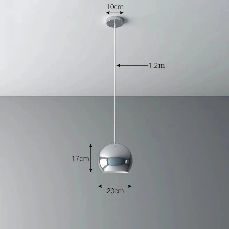 Plafonnier nordique argenté Globe boule miroir, lampe suspendue en fer  | Marco Lucetti D2 / Blanc chaud 3000K