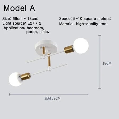 Plafonnier nordique branches multi tête design moderne - Édition stylée | Marco Lucetti Modèle A