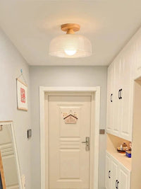 Plafonnier nordique en bois avec lampe en verre dépoli - Idéal pour le salon, la chambre ou le balcon | Marco Lucetti