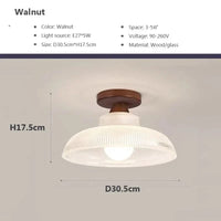 Plafonnier nordique en bois avec lampe en verre dépoli - Idéal pour le salon, la chambre ou le balcon | Marco Lucetti B30.5 / Blanc froid - Pas de RC