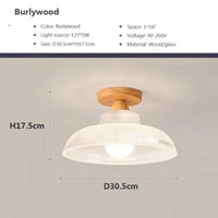 Plafonnier nordique en bois avec lampe en verre dépoli - Idéal pour le salon, la chambre ou le balcon | Marco Lucetti D30.5 / Blanc froid - Pas de RC