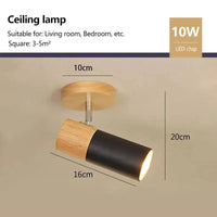 Plafonnier nordique en bois avec spot rotatif et réglable. | Marco Lucetti Noir / Blanc froid