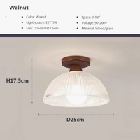 Plafonnier nordique en bois avec lampe en verre dépoli - Idéal pour le salon, la chambre ou le balcon