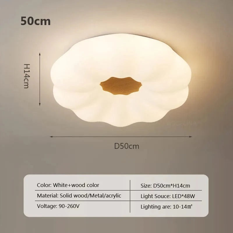 Plafonnier Nordique en Bois Massif | Lampe Moderne pour Salon, Chambre et Restaurant | Marco Lucetti A50 / Lumière tricolore