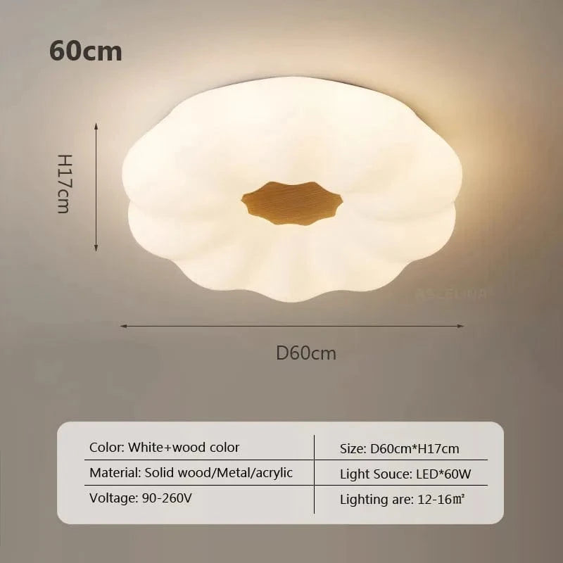 Plafonnier Nordique en Bois Massif | Lampe Moderne pour Salon, Chambre et Restaurant | Marco Lucetti A60 / Lumière tricolore