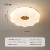 Plafonnier Nordique en Bois Massif | Lampe Moderne pour Salon, Chambre et Restaurant | Marco Lucetti A80 / Lumière tricolore