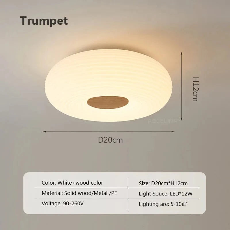 Plafonnier Nordique en Bois Massif | Lampe Moderne pour Salon, Chambre et Restaurant | Marco Lucetti B20 / Lumière tricolore