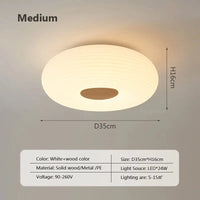 Plafonnier Nordique en Bois Massif | Lampe Moderne pour Salon, Chambre et Restaurant | Marco Lucetti B35 / Lumière tricolore