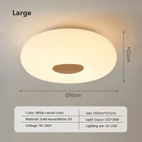 Plafonnier Nordique en Bois Massif | Lampe Moderne pour Salon, Chambre et Restaurant | Marco Lucetti B50 / Lumière tricolore