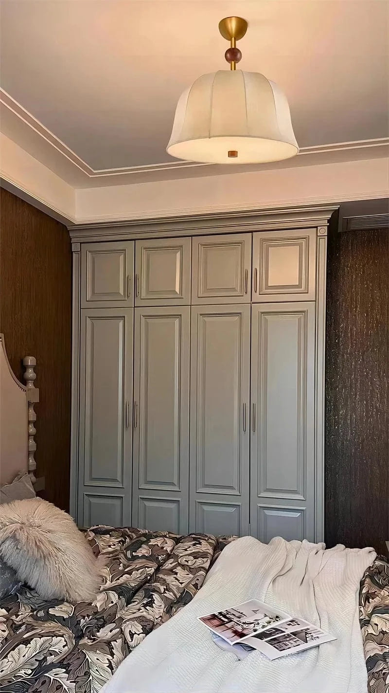 Plafonnier Nordique en Cuivre avec Abat-jour en Lin de Qualité - Édition Premium | Marco Lucetti