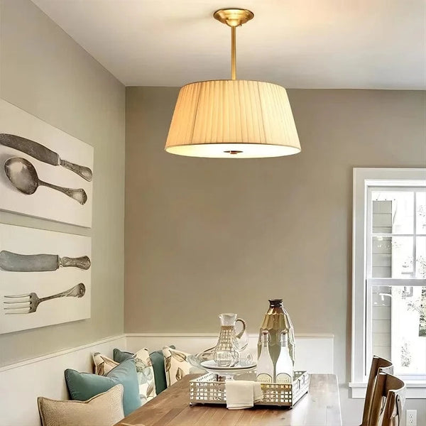 Plafonnier Nordique en Cuivre avec Abat-jour en Lin de Qualité - Édition Premium | Marco Lucetti