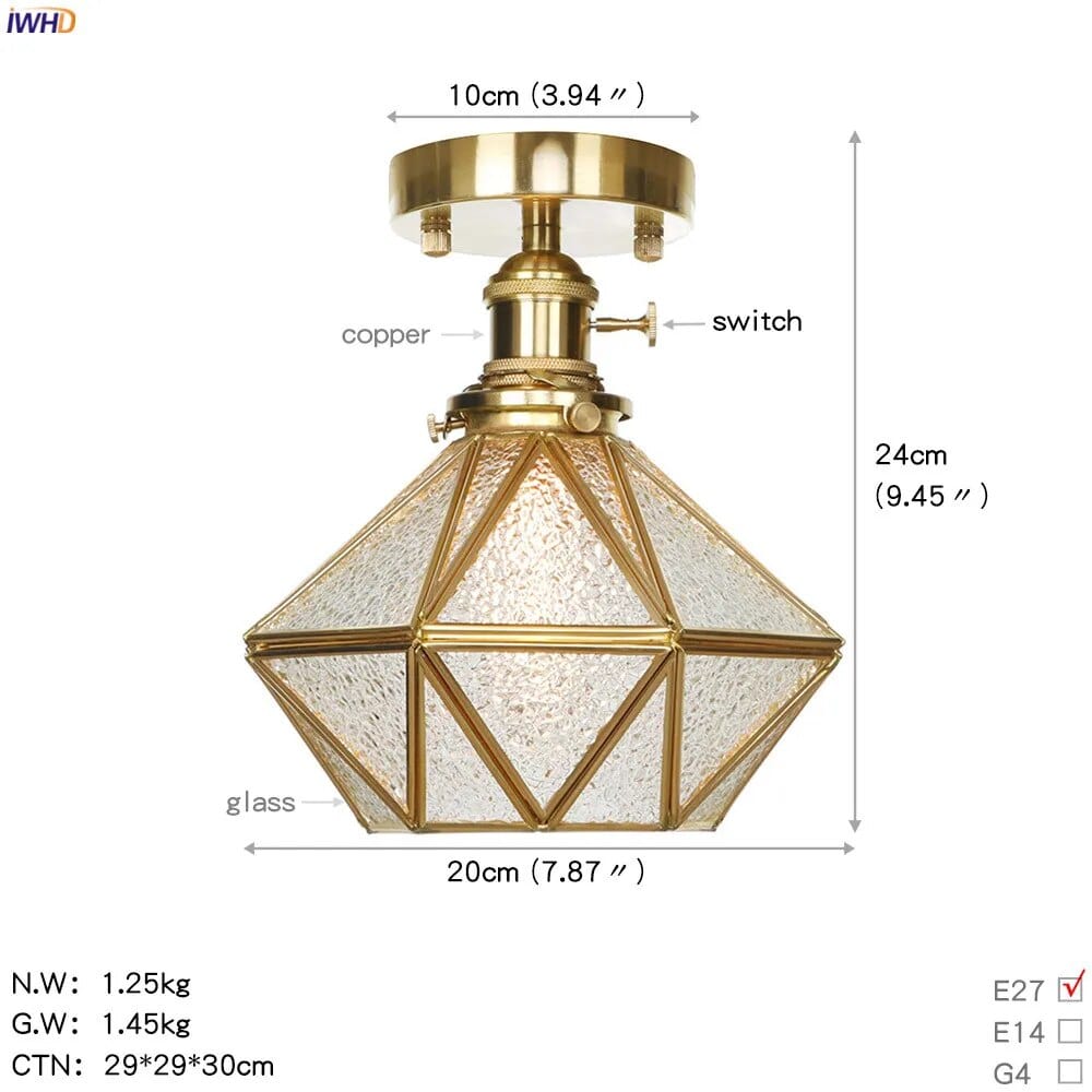 Plafonnier nordique en cuivre avec abat-jour en verre | Marco Lucetti G
