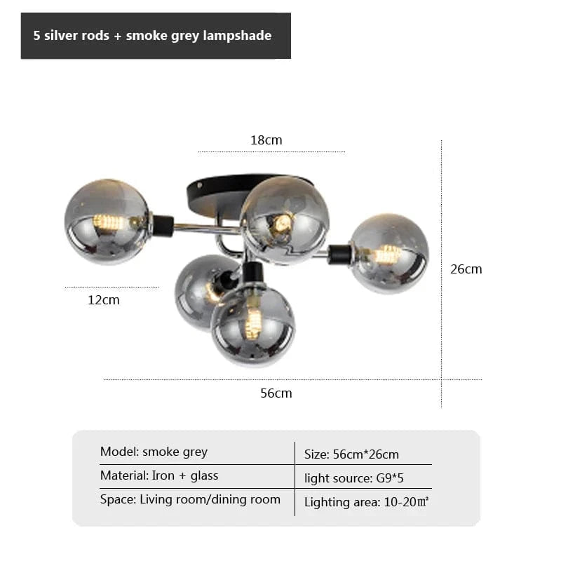 Plafonnier nordique en verre G9 LED pour intérieur moderne | Marco Lucetti 5E