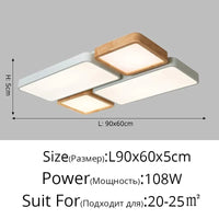 Plafonnier Nordique Encastré Rectangle LED en Bois Macaron | Marco Lucetti